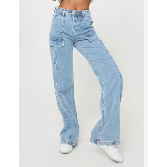 Princess Polly Chad Cargo Jeans Denim size 10 (new) - Picture 1 of 6
